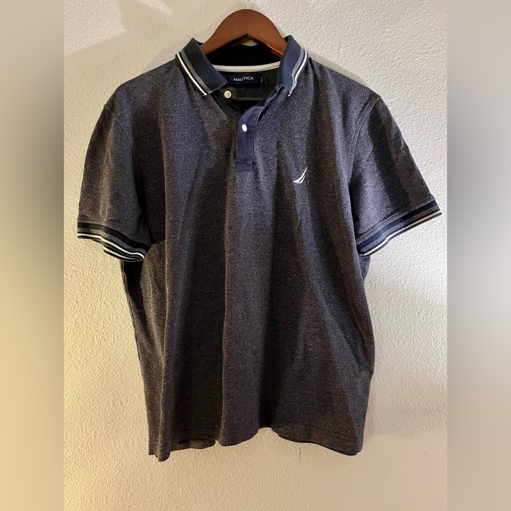 Nautica Men's Navy Blue Polo Shirt, Business Casual Collared Dress Shirt - Picture 3 of 9